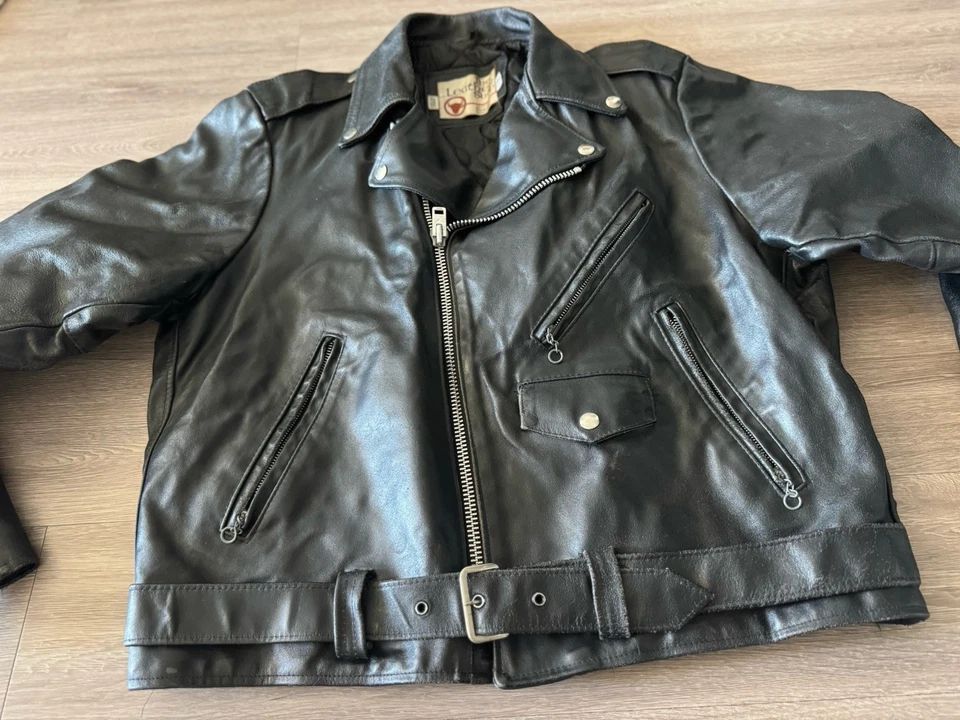 Vintage 70’s Sears The Leather Shop Motorcycle Ramones Jacket Mens 46 Stunning - Image 4 of 4