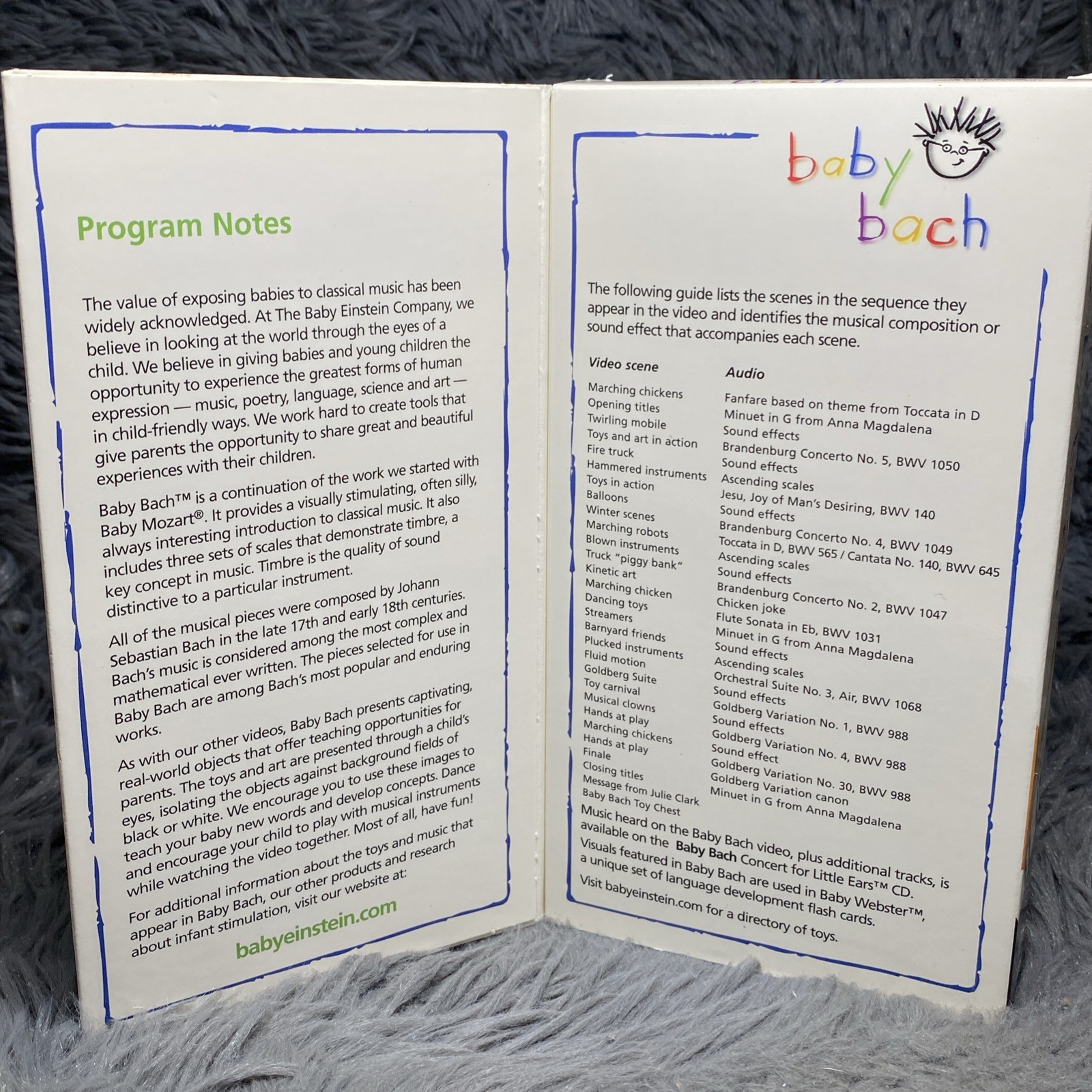 Baby Einstein Baby Bach VHS Tape Video Infant Learning 1 To 36 Months Education