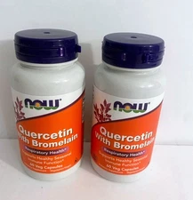 2x NOW Supplements Quercetin w Bromelain Respiratory Health total 120 Caps 6/28