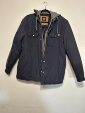 Dickies Men's Navy Gray Hooded Quilted Lined Insulated Work Jacket Size M