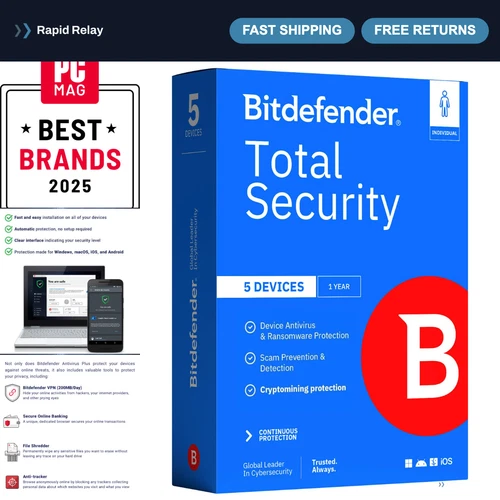 Complete Antivirus & Internet Security Suite - 5 Devices, 1 Year, PC/Mac, Activa deal from eBay