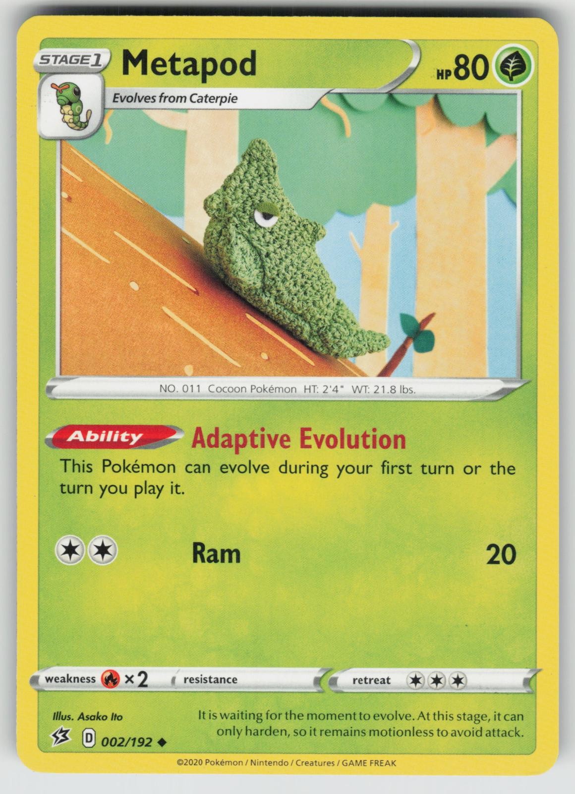 Metapod 002/192 Uncommon Rebel Clash Pokemon Near Mint