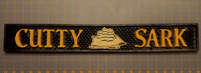 Cutty Sark Whiskey 22.5'' x 3.25'' Black Rubber Bar Mat
