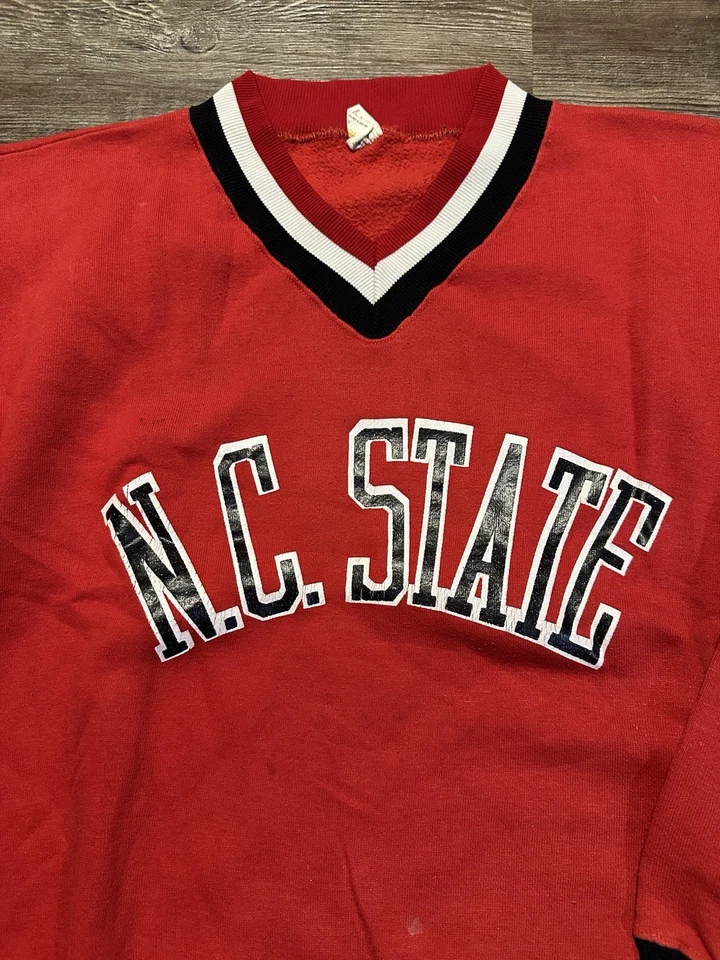 Sudadera De Colección NC State Wolfpack Cuello Redondo Talla Mediana Años 70 Russell Athletic Foto 2 de 4