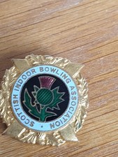 Vintage Scottish Indoor Bowling Association Enamel Badge Bowls Scotland  Miller