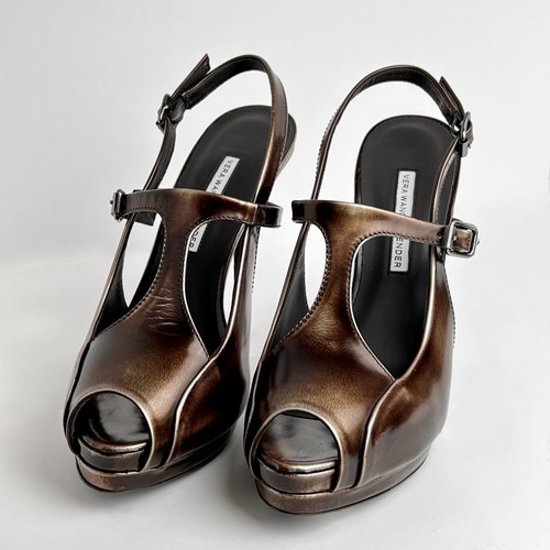 Vera Wang Lavendel Bronze 5" Plateau Absatz Damengröße 8/39 neu mit Etikett $ 395 Italien - Bild 5 von 11