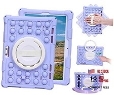 Silicone Tablet Case with 360 Rotating Stand Handle/Shoulder Hand Strap Purple