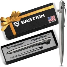 BASTION Bolt Action Slim Pen Durable EDC Pen with Fine Tip,Stainless Steel