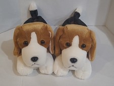 Beagle Puppy Dog Fluffy Plush House Slippers size Large 8-10