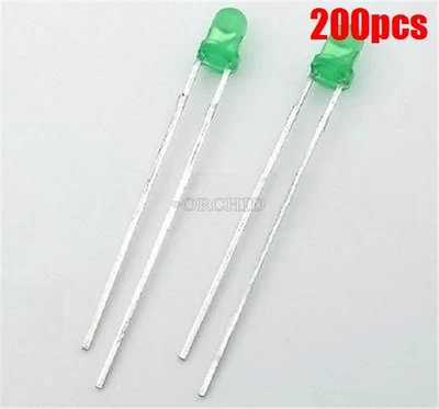200Pcs Diffused Led 3Mm Green Color Green Light Super Bright lc