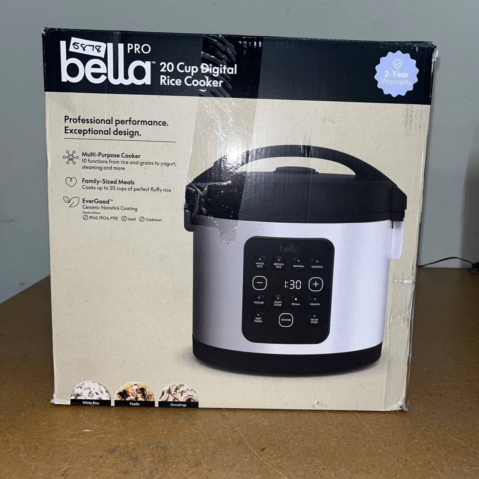bella PRO - 20-Cup Digital Rice Cooker - Stainless Steel 5878