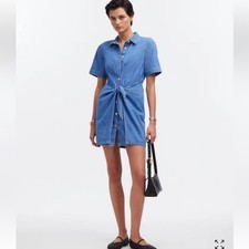 Madewell Denim Overlay Mini Shirt Dress Size 8