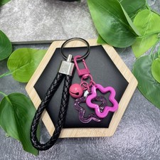 5 Stainless Steel Star Bell Charms Wristlet Keychain New Free Ship C583