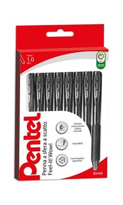 Pentel BX440 Feel-it Wow snap ballpoint pen 1mm 8 black