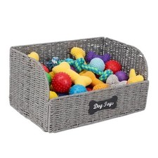 Pet Dog Toy Storage Basket,Collapsible Woven Paper Rope for Dog Cat