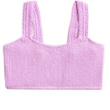 j Crew Crewcuts Bikini Top Smocked Lilac Textured Crop Top Size 8