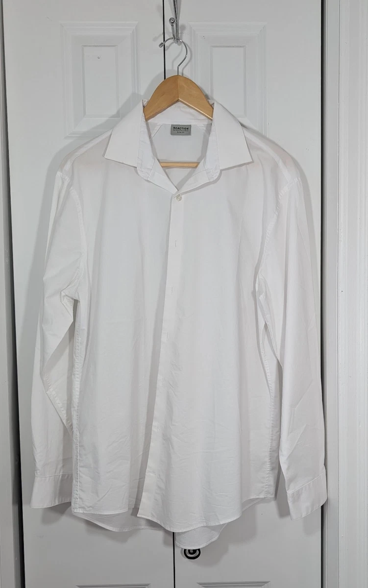 kenneth cole reaction slim fit dress shirt white Reaction Kenneth Cole Button Up Shirt Mens XL White Slim Fit Long Sleeve Cuffed