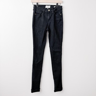 FRAME Forever Karlie Jeans Womens 26 Black Stretch Skinny Denim Indie Sleaze