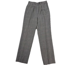 Vintage Giorgio Sant  Angelo Gray Glen Plaid Pants Sz 8 Merino Wool Pleated EUC