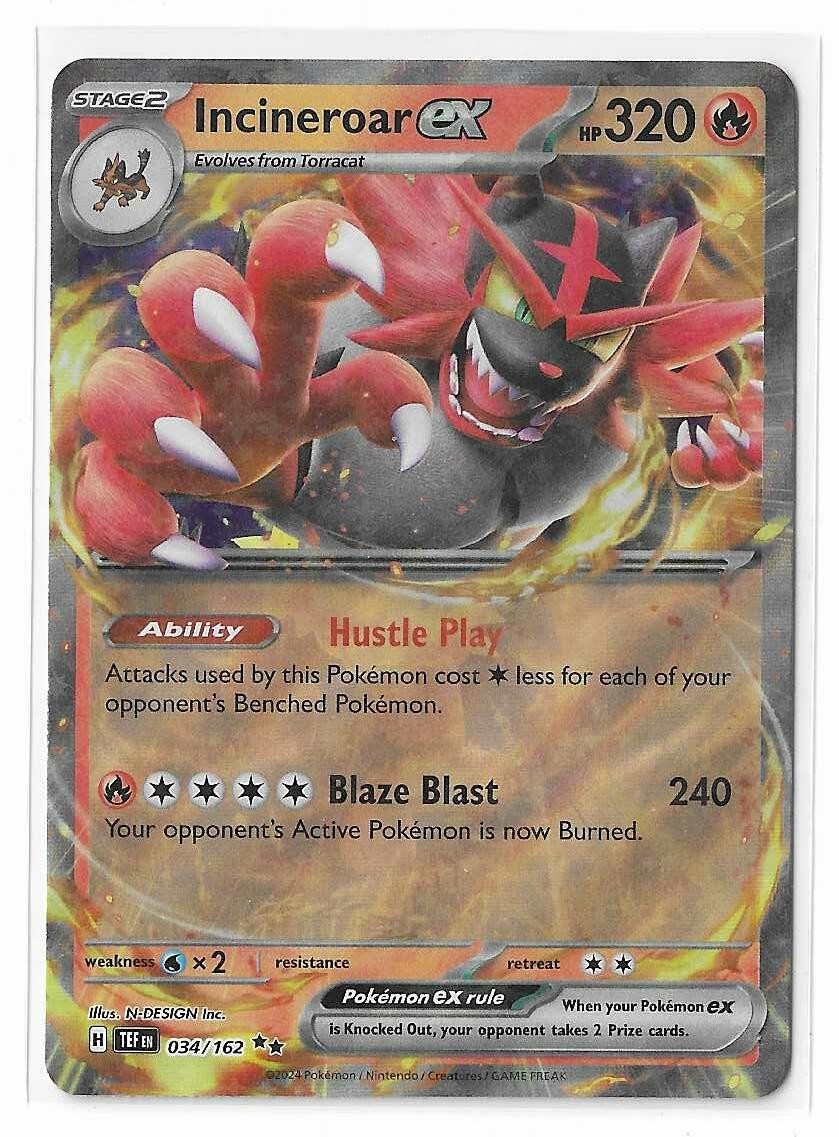 Incineroar ex - 034/162 - Pokemon Temporal Forces Ultra Rare Card NM