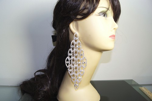 New Elegant Long Chandelier Wedding Bridal Earrings Rhinestone Prom Bridesmaid - Picture 10 of 12