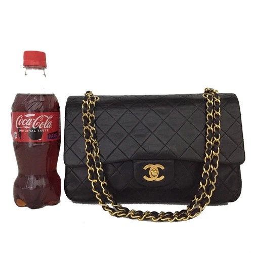 CHANEL Double Flap 25 Quilted CC Lambskin w/Chain Shoulder Bag Black/8BF0398