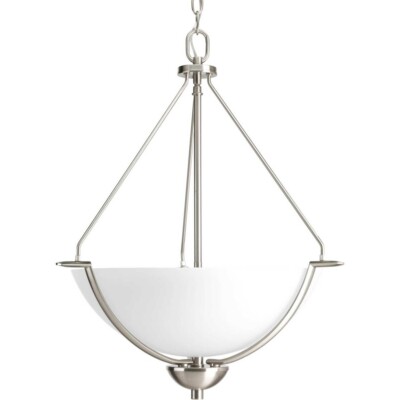 Progress Lighting Bravo Foyer Pendant Brushed Nickel Glass P3912-09