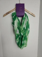 David And Young Collection Green Four Leaf Clover Shamrock Infinity Scarf NWT