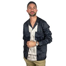 Urban Outfitters Landon Black Foulard Camp Collar Button Down Dress Shirt Small