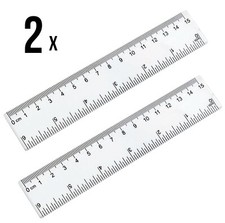 2x 6" Ruler Clear 6 Inch Small Measuring Rulers School Home Office Plastic 15CM