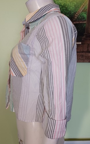 NEW Urban Outfitters Women's Rainbow Stripe Crop Shirt, Multi - S - Picture 2 of 4
