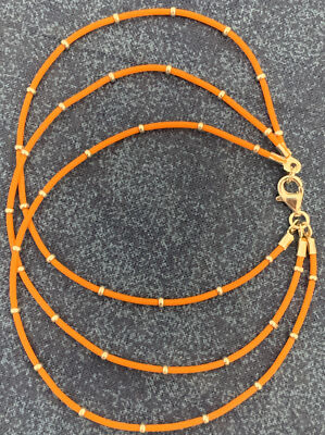 Boutique Italian 925 Sterling Silver and Silicone MultiStrand Bracelet Orange M5