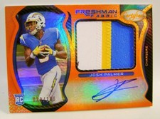 JOSH PALMER RC /199 RPA AUTO FRESHMAN FABRIC PANINI CERTIFIED FOOTBALL 2021