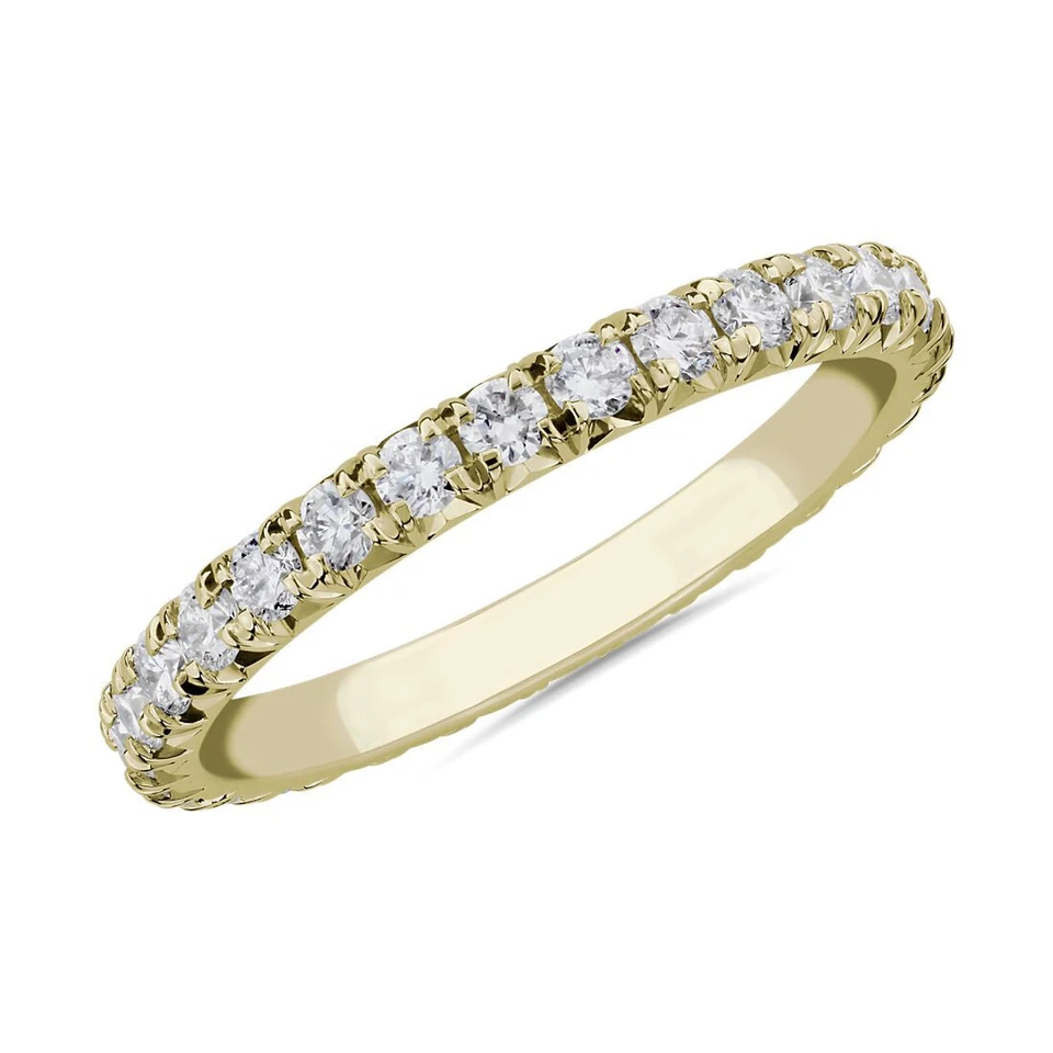 ISAAC WOLF Eternity Pave Set Flawless Moissanite Wedding Band 10K Gold - Image 2 of 3
