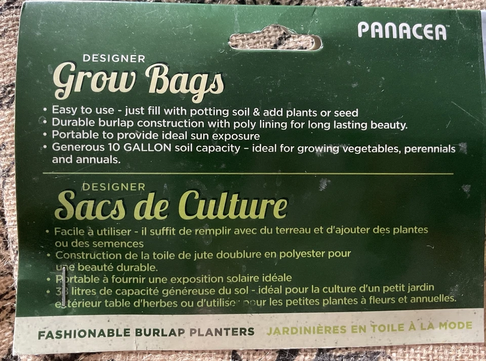 Panacea 10 Gallon Burlap Reusable Grow Bag 10 Gallon 38L Pot Planter Gardner NEW - Image 2 of 2
