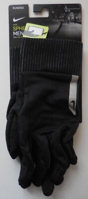 NIKE Flash Printed Sphere 360 Graphic Run Gloves Men Black/Silver/Black Large