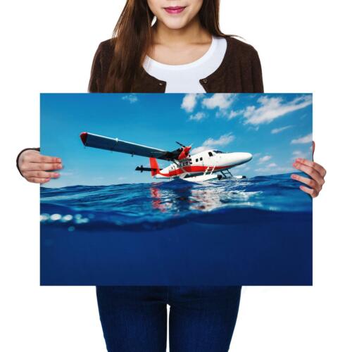 A2 | Seaplane Airplane Sea Cloudy Sky Size A2 Poster Print Photo Art Gift #2168 - Zdjęcie 1 z 3