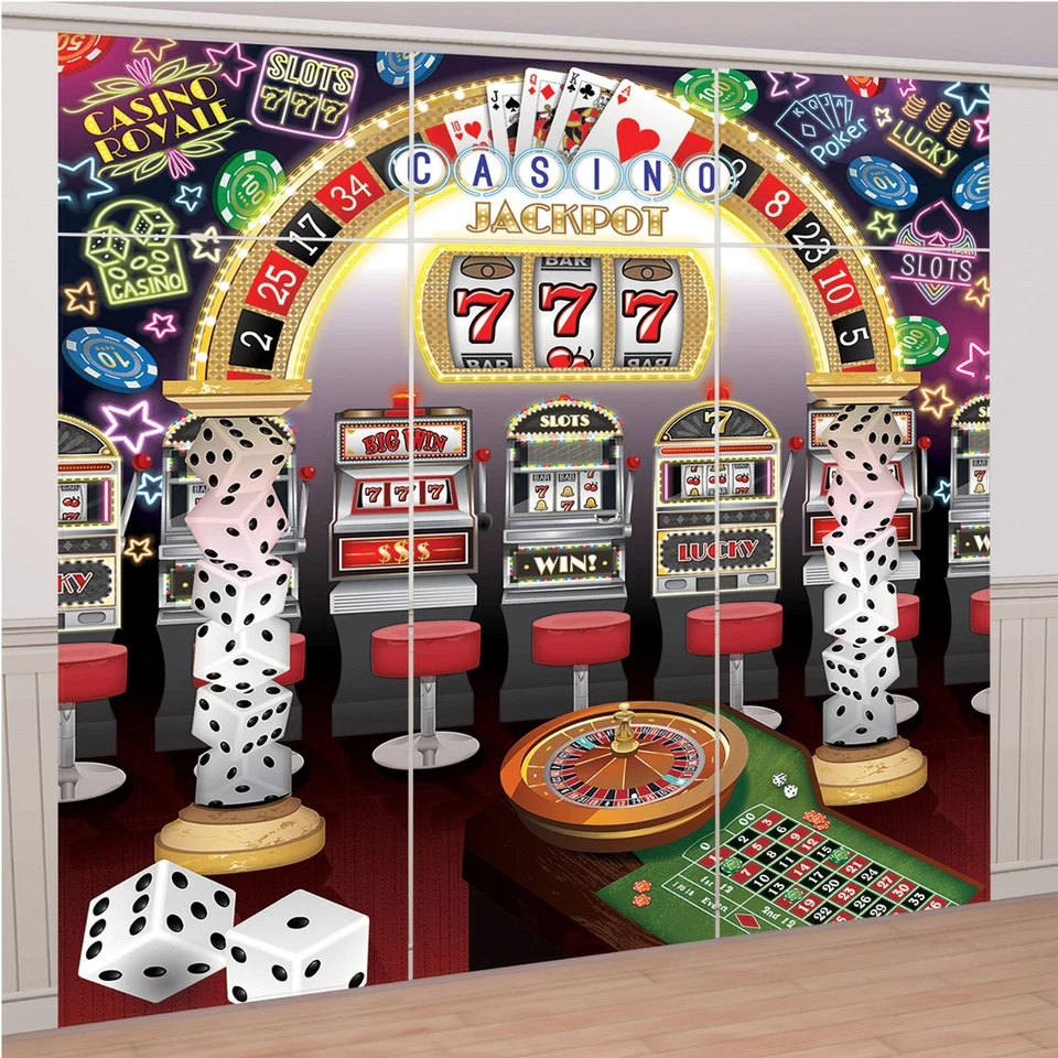 ROLL THE DICE LARGE CASINO SCENE SETTER PARTY WALL DECORATION VEGAS CARDS POKER - Image 3 of 3