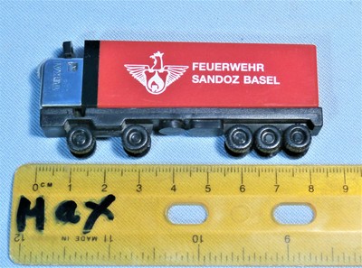 vintage TRUCK LIGHTER SANDOZ LAB pharm A Hofmann MINT FIREFIGHTER fireman NEW