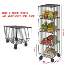 4Tier Fruit And Vegetable Storage Rack Kitchen Organizer Storage Bin With Roller