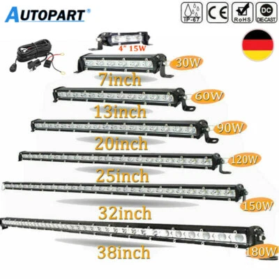 13~50 Pouces Mince Phare de Travail LED Barre 12V Spot Flood Combo Offroad SUV - Photo 1/4