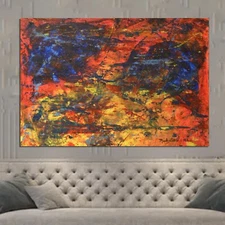 64”X44” Gerhard Richter style canvas ￼painting Acrylic,Abstract, Modern,X Large