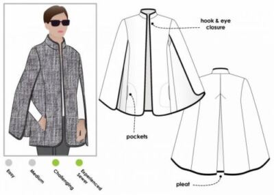 Style Arc Schnittmuster Nell Cape Gr. 18-30