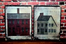  Primitive Saltbox Houses Farmhouse Wooden Tiered Tray Shelf Sitters Set