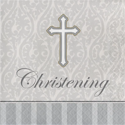 Christening Napkins Lunch Napkins Cross Devotional Favor Party Decoration Supply - Image 1 of 2