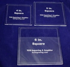 Square Quilting Templates - 4", 5", 6" Clear Acrylic 1/8" - Laser cut
