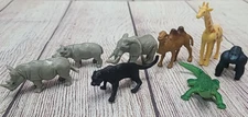 Safari Ltd. Plastic Animals Lot of 8 Giraffe Elephant Jaguar Rhinocerous Camel