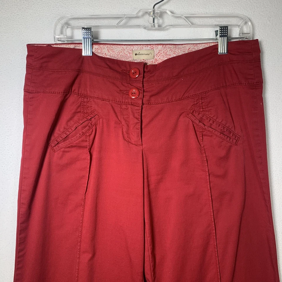 Elevenses Womens Wide Leg Pants Size 8 Red  Pockets Y2K Classic Boho Chic - Image 3 of 4