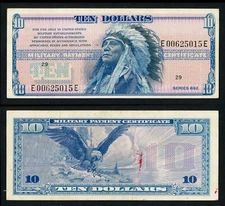 US MPC used in Vietnam Series 692 $10 E00625015 NO PIN HOLES (MPC87)