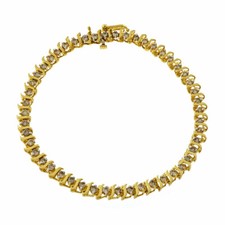Vintage 1.50ct S Link Diamond Bracelet 14k Yellow Gold
